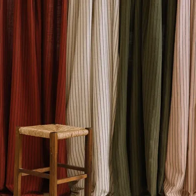 Nappes - Nappe en coton flammé à rayures - LES PENSIONNAIRES