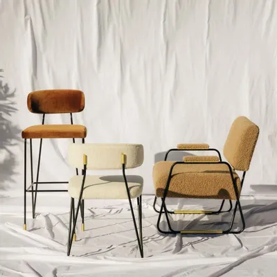 Tabourets pour collectivités - Tabouret de Bar Apollo Structure en Fer Laqué Noir avec Détails en Laiton Brossé - DUISTT