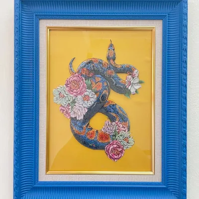 Autres décorations murales - Gems Painting Framed Art – serpent in blooms - CHARITES GEMS