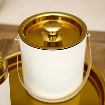 Glass - Ecru and gold ice bucket 15x15x18.5cm - AULICA PROM ORF DIFFUSION