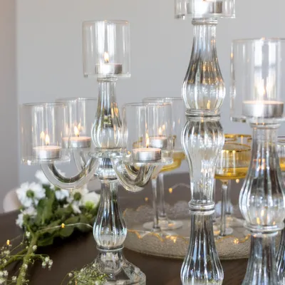 Decorative objects - Transparent 5-light candlestick h35cm - AULICA PROM ORF DIFFUSION