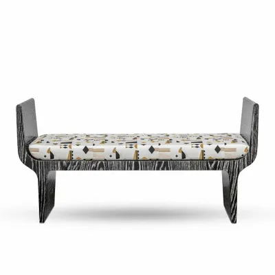 Bancs - Copacabana Banc en Placage de Chêne Cérusé Noir - DUISTT