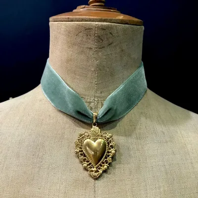 Bijoux - Choker Roméo - Velours vert - FASCINATO