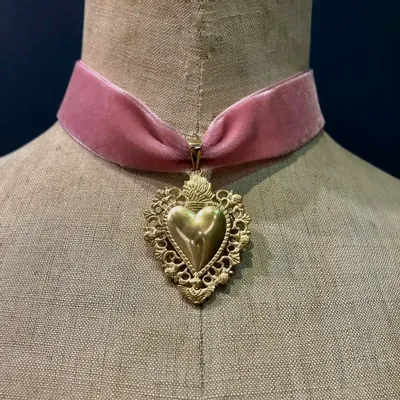 Bijoux - Choker Roméo - Velours rose - FASCINATO