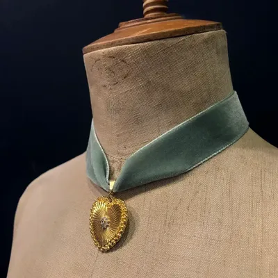 Bijoux - Choker Rosaline - Velours vert - FASCINATO