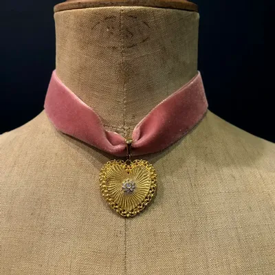 Bijoux - Choker Rosaline - Velours rose - FASCINATO