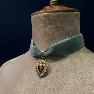 Bijoux - Choker Tybalt - Velours vert - FASCINATO
