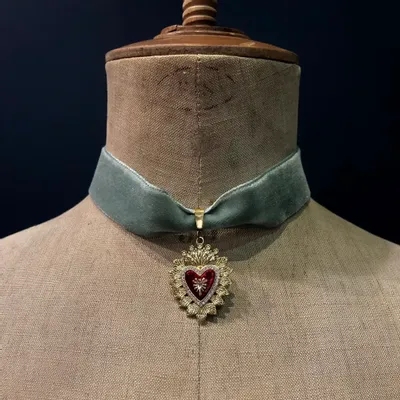 Bijoux - Choker Tybalt - Velours vert - FASCINATO