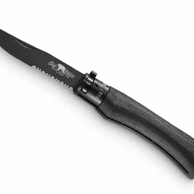 Knives - OLD BEAR Total Black knife | semi-serrated black blade - OLD BEAR