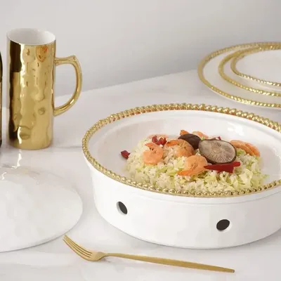 Platter and bowls - PB - Round Chafing Dish - GOLDEN SALERNO - PAMPA BAY