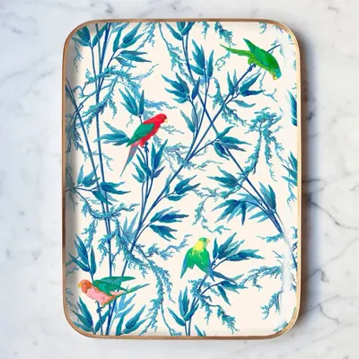 Trays - Enamelled tray Le Jardin des Perroquets - PARADISIO IMAGINARIUM