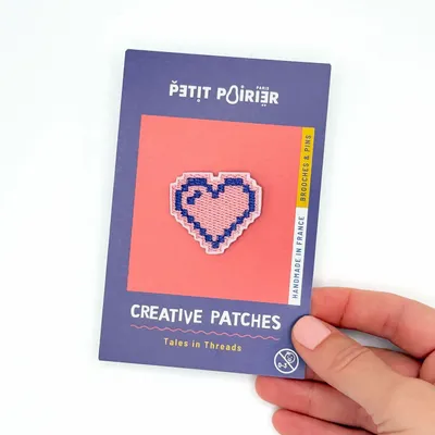 Gifts - Embroidered “Heart” Brooch – Love in Pixels - PETIT POIRIER