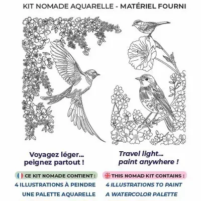 Cadeaux - Kit aquarelle nomade – Printemps Envol (tout inclus) | Kit n’ Kif ® - ATELIER MANDALA