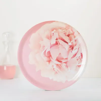 Trays - Round wooden serving tray - Peony 38 cm - MONBOPLATO