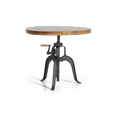 Dining Tables - Dining table in natural acacia wood and black metal legs - GINER Y COLOMER