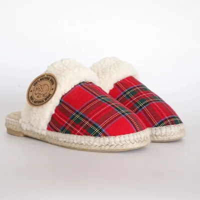 Shoes - Festive tartan and virgin wool slippers -Handmade- - ATELIER COSTÀ