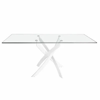 Dining Tables - Rectangular tempered glass and white steel dining table - ANGEL CERDÁ