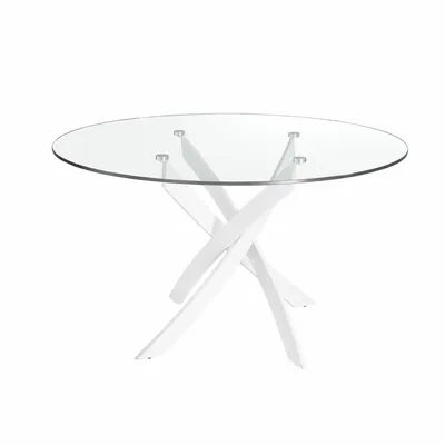 Dining Tables - Round tempered glass and white steel dining table - ANGEL CERDÁ