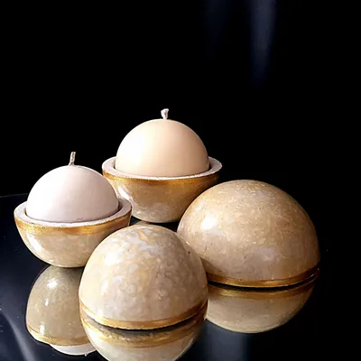 Gifts - Bollywood Woody Saffron Globe Candle - PONPON CURIOSITAS