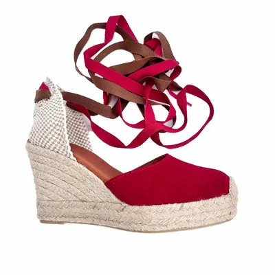 Shoes - Custom Red Suede Wedge Espadrilles – LYDIA Model - ATELIER COSTÀ