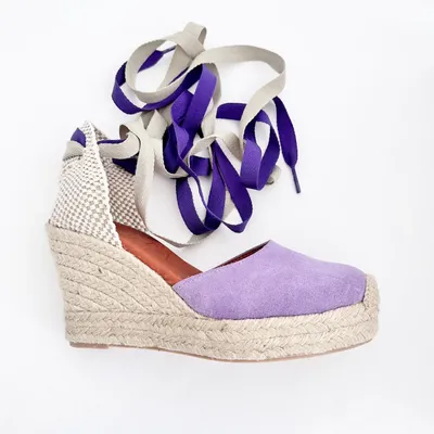 Shoes - Handmade Lilac Suede Wedge Espadrilles – Customisable - ATELIER COSTÀ