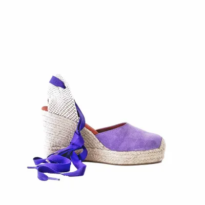 Shoes - Handmade Lilac Suede Wedge Espadrilles – Customisable - ATELIER COSTÀ