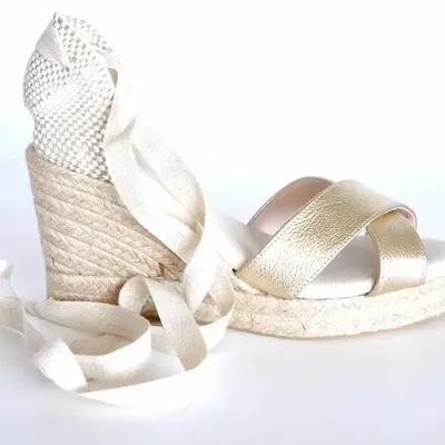 Apparel - Handmade Metallic Leather Cross-Strap Espadrilles – Customisable - ATELIER COSTÀ