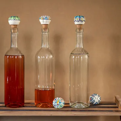 Everyday plates - Ceramic and cork bottle stopper FLORAL - TRANQUILLO