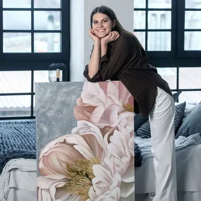 Aménagements pour bureau - « Peonies » Série de peintures abstraites texturées faites à la main - MATISS ART STUDIO