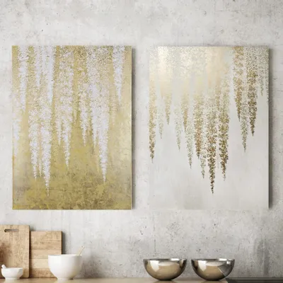 Office design and planning - « Wisteria » Series of handmade textured abstract paintings - MATISS ART STUDIO