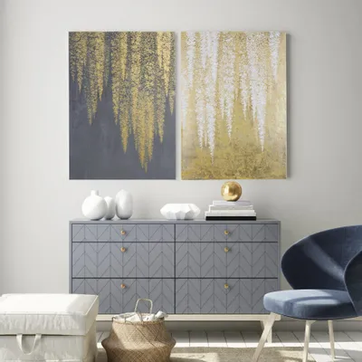 Aménagements pour bureau - « Wisteria » Série de peintures abstraites texturées faites à la main - MATISS ART STUDIO