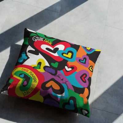 Fabric cushions - Hearts decorative pillow 45 x 45 - Design by Juan de Lascurain - ARTDECORIS