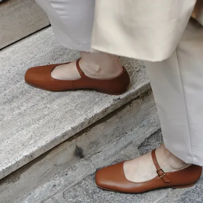 Shoes - Camel leather Mary Janes – premium craftsmanship from Spain - ATELIER COSTÀ