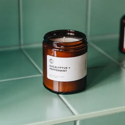 Candles - Eucalyptus + Peppermint | Amber Jar Candle - OCTŌ