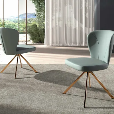 Chaises - Chaise pivotante en simili-cuir vert clair - ANGEL CERDÁ