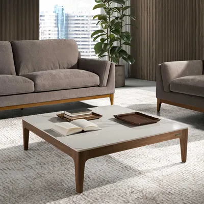 Tables basses - Table basse en verre imitation marbre - ANGEL CERDÁ