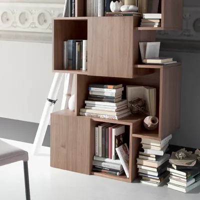 Office furniture and storage - Walnut wood shelving unit with doors - ANGEL CERDÁ