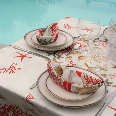 Table linen - Coral tablecloth - BEAUVILLÉ
