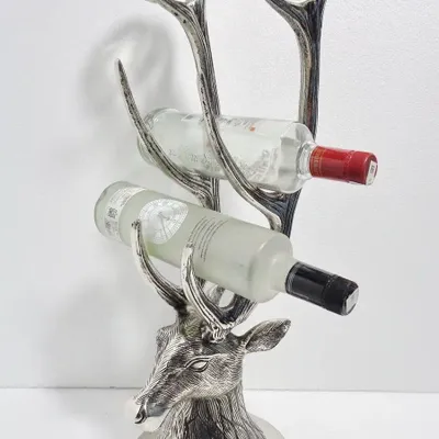 Objets de décoration - RACK POUR 3 BOUTEILLES NICKEL 'CERF' - FANCY