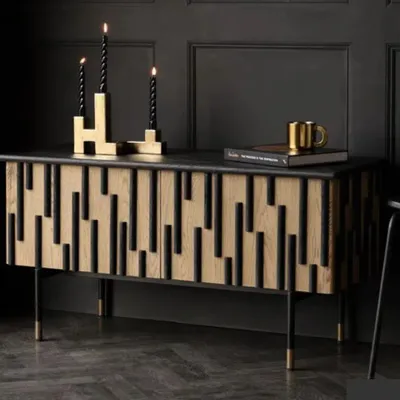 Buffets - MEUBLE DE RANGEMENT'ART DECO' CHENE NOIR/BEIGE - FANCY