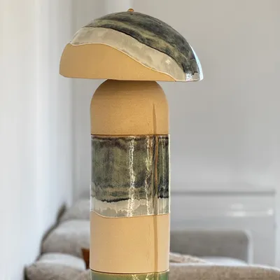 Céramique - LAMPADAIRE TOTEM SCULPTURALE EN GRÈS - DI VINCENZO POUJOULA