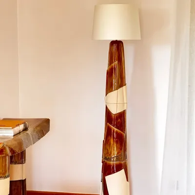 Ceramic - Obelisk totem floor lamp - FUOCO collection - DI VINCENZO POUJOULA