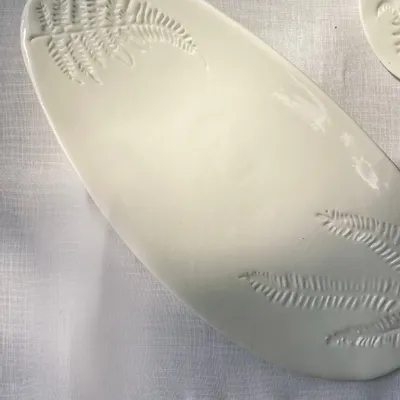 Everyday plates - Long porcelain dishes, unique pieces, French made - TOTEM NATURE
