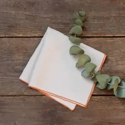 Linge de table textile - UNI — 2 Serviette de table en pur lin lavé avec bourdon - NORA V