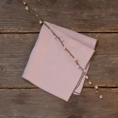 Linge de table textile - UNI — 2 Serviette de table en pur lin lavé avec bourdon - NORA V