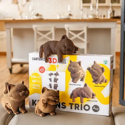 Children's arts and crafts - KITTENS TRIO - CARTONIC 3D puzzle - CARTONIC 3D PUZZLES