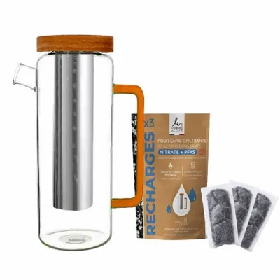 Tea and coffee accessories - New generation 1.5L glass filter jug - LE CHARBON ACTIF FRANCAIS
