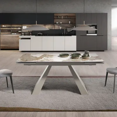 Dining Tables - Rectangular extending dining table in porcelain marble - ANGEL CERDÁ