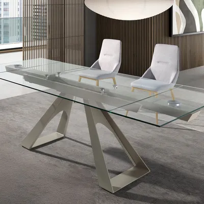 Dining Tables - Rectangular tempered glass extending dining table - ANGEL CERDÁ