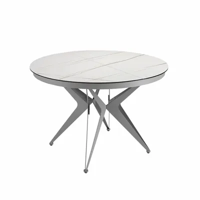 Dining Tables - Round extendable dining table in porcelain marble and grey steel - ANGEL CERDÁ